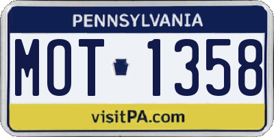 PA license plate MOT1358