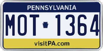 PA license plate MOT1364