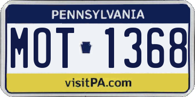 PA license plate MOT1368