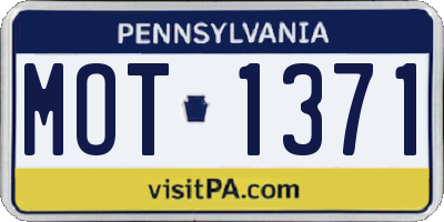 PA license plate MOT1371