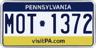 PA license plate MOT1372
