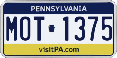 PA license plate MOT1375