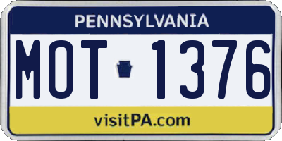 PA license plate MOT1376