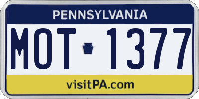 PA license plate MOT1377