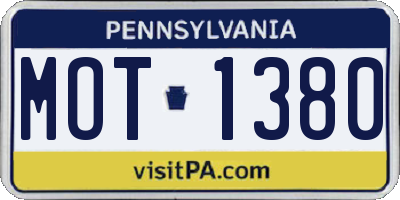PA license plate MOT1380