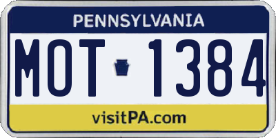 PA license plate MOT1384