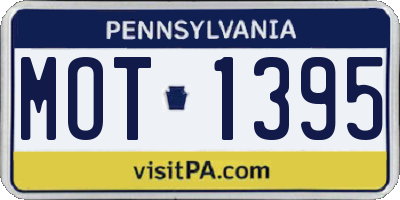 PA license plate MOT1395