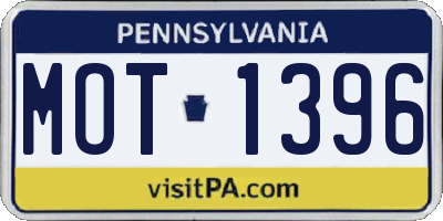 PA license plate MOT1396
