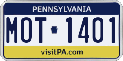 PA license plate MOT1401