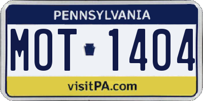 PA license plate MOT1404