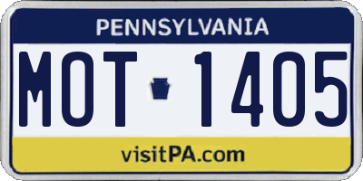 PA license plate MOT1405