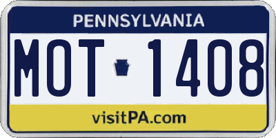 PA license plate MOT1408