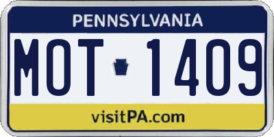 PA license plate MOT1409