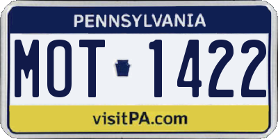 PA license plate MOT1422