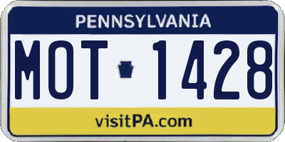 PA license plate MOT1428