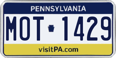 PA license plate MOT1429