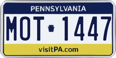 PA license plate MOT1447