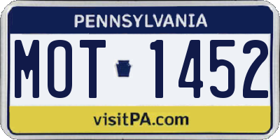 PA license plate MOT1452