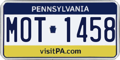 PA license plate MOT1458