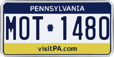 PA license plate MOT1480