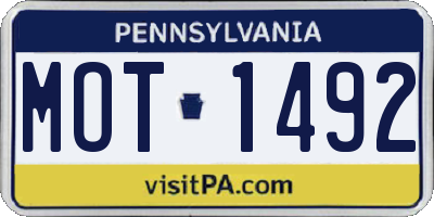 PA license plate MOT1492