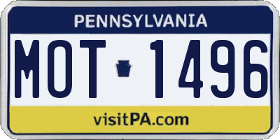 PA license plate MOT1496
