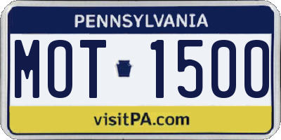 PA license plate MOT1500