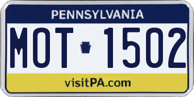 PA license plate MOT1502