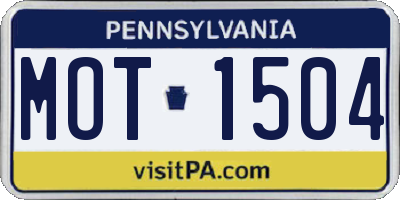 PA license plate MOT1504