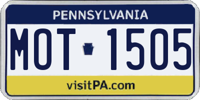 PA license plate MOT1505