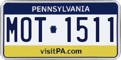 PA license plate MOT1511