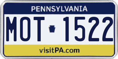 PA license plate MOT1522