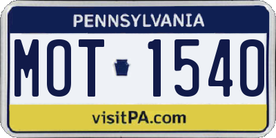 PA license plate MOT1540