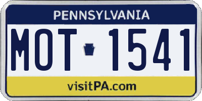 PA license plate MOT1541