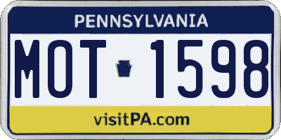 PA license plate MOT1598