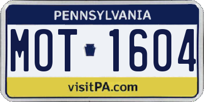 PA license plate MOT1604