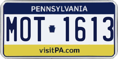 PA license plate MOT1613