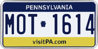 PA license plate MOT1614
