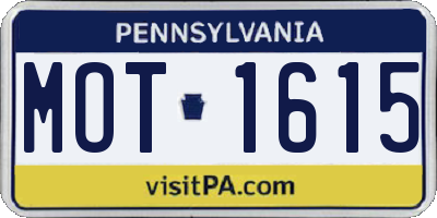 PA license plate MOT1615