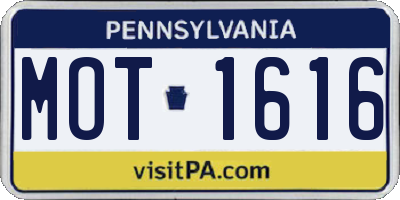 PA license plate MOT1616