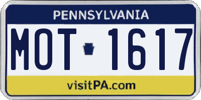 PA license plate MOT1617