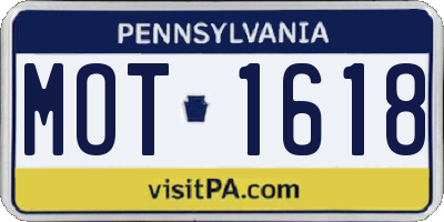 PA license plate MOT1618