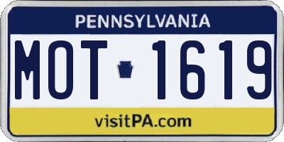 PA license plate MOT1619