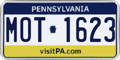 PA license plate MOT1623