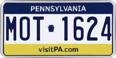 PA license plate MOT1624