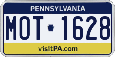 PA license plate MOT1628