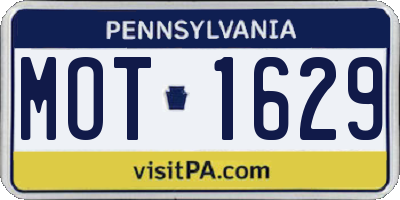 PA license plate MOT1629