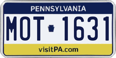 PA license plate MOT1631