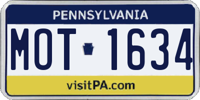PA license plate MOT1634