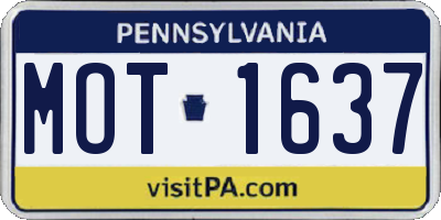 PA license plate MOT1637